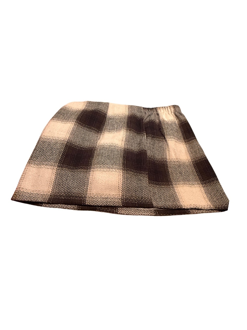 Plaid Mini Skirt Brown Cream Fall Preppy Plus Size 3XL